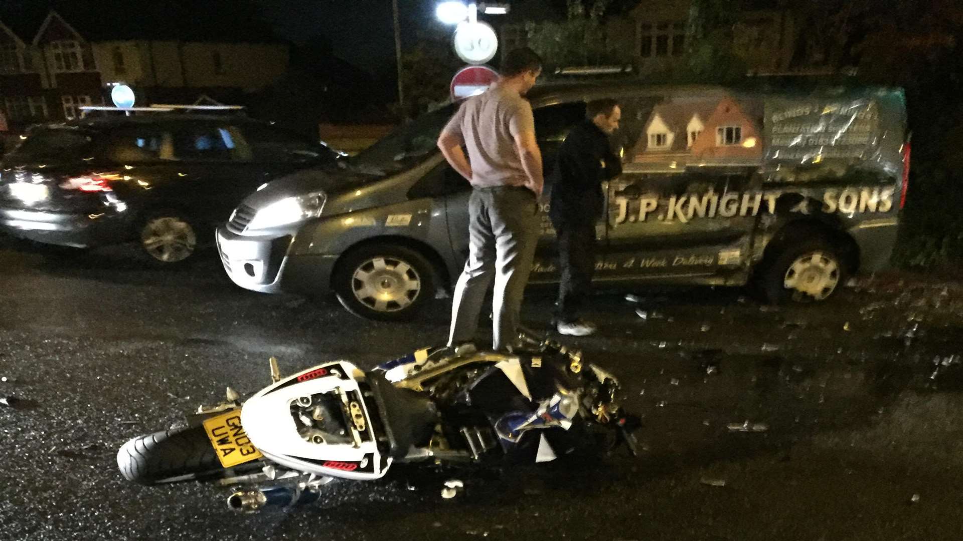 The mangled bike after the crash