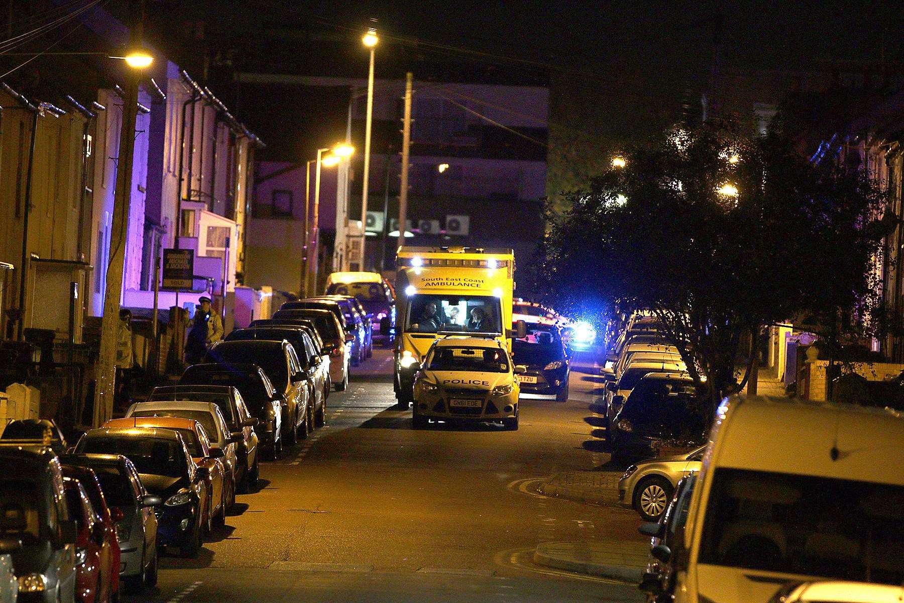 Emergency services in Gardiner Street, Gillingham. Photos: Keith Thompson