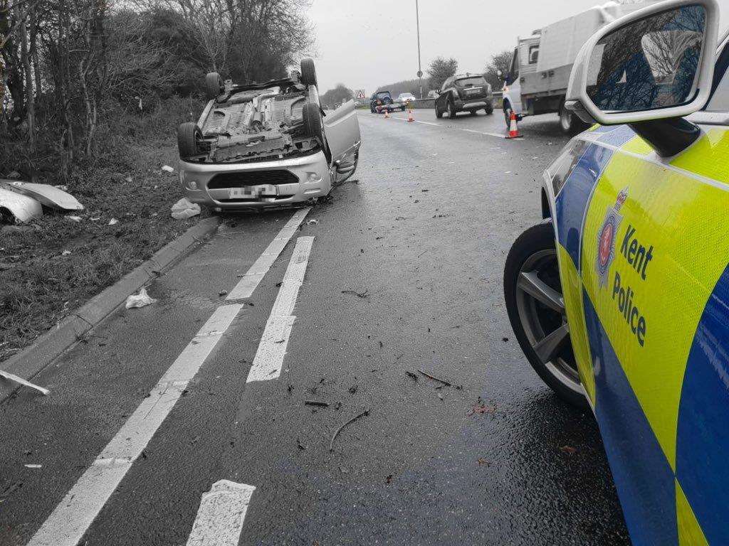 The crash on the A249 yesterday. Picture: Kent Police