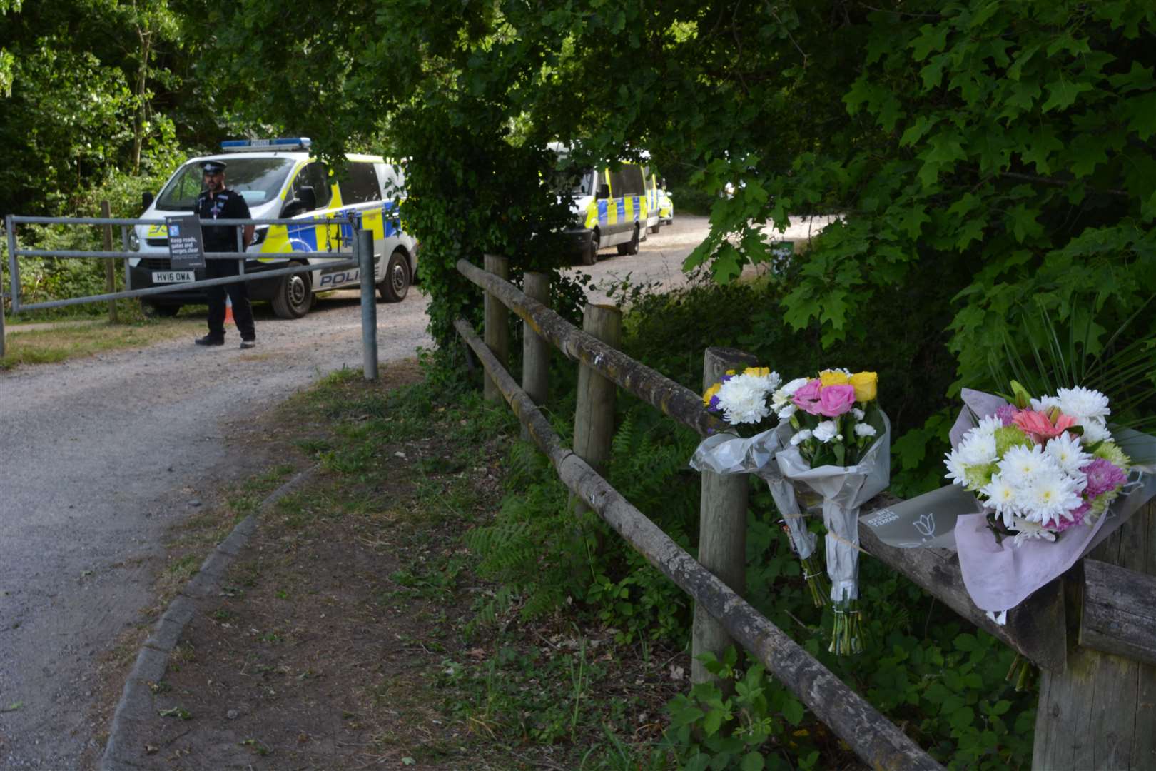 Flowers left outside Havant Thicket in Hampshire (Ben Mitchell/PA)