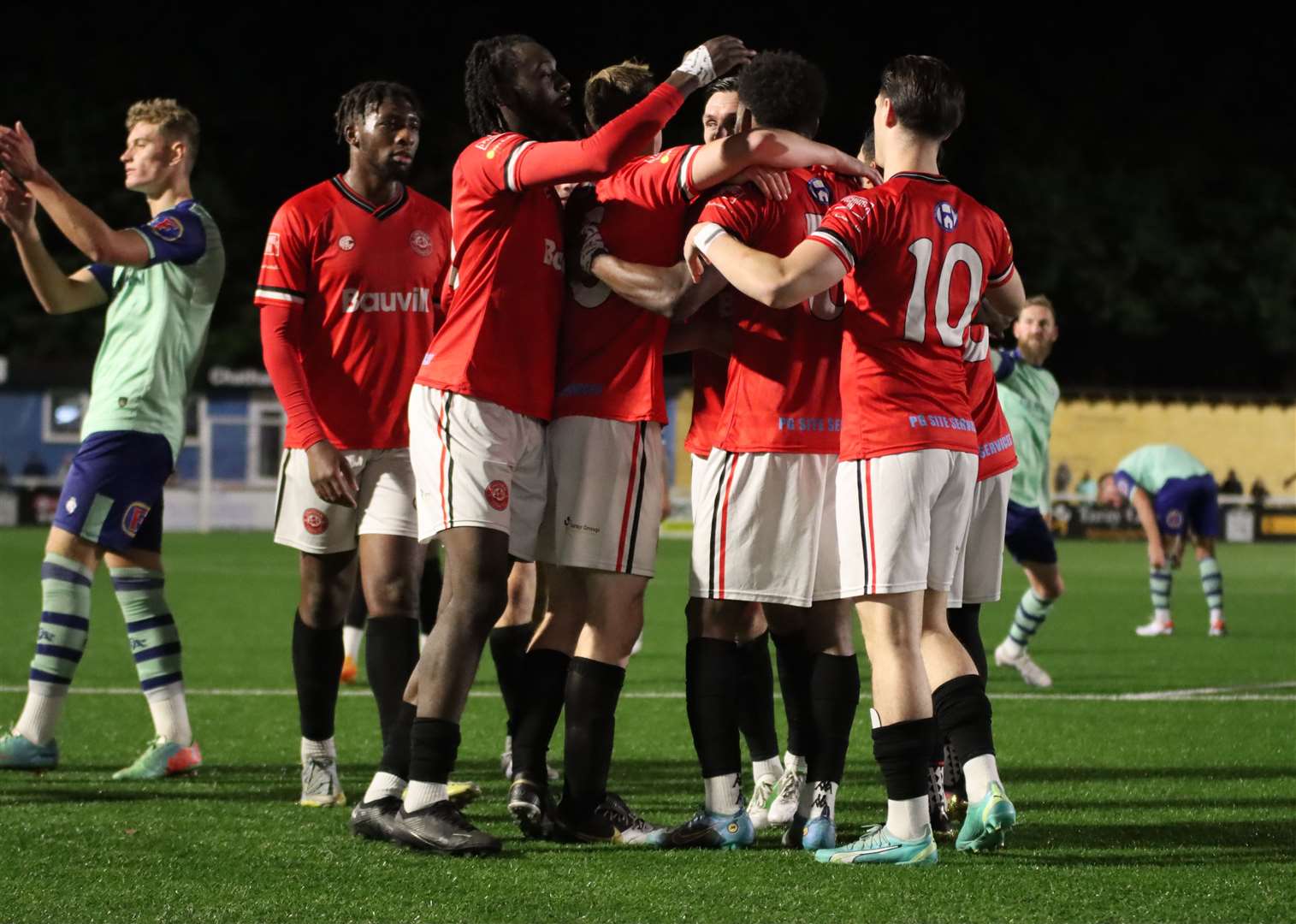 Chatham Town celebrate a goal in the Kent Senior Cup Picture: Max English