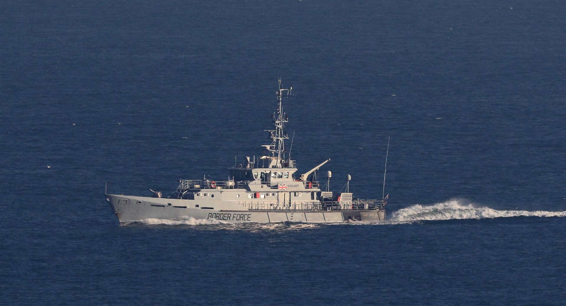 HMC Vigilant, a Border Force cutter, arrives back at Dover Marina (Gareth Fuller/PA)