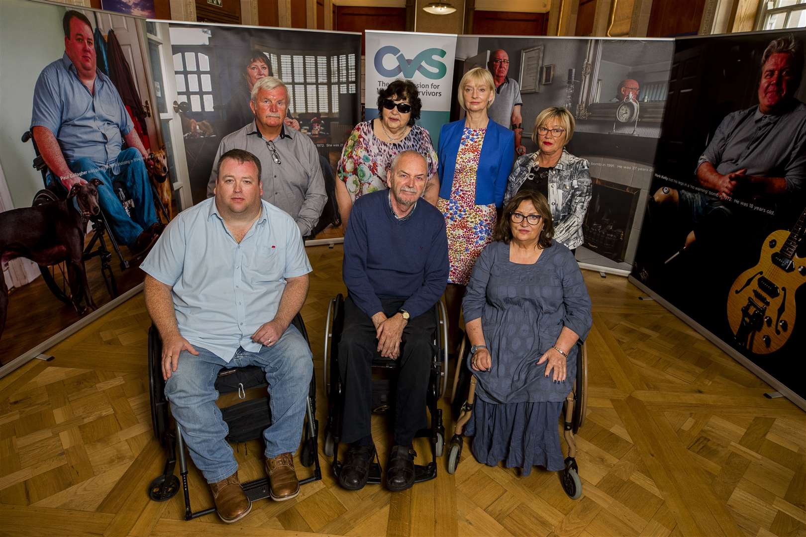 Victims Commissioner Judith Thompson (second right back) with some of the survivors who have campaigned for a pension (Liam McBurney/PA)