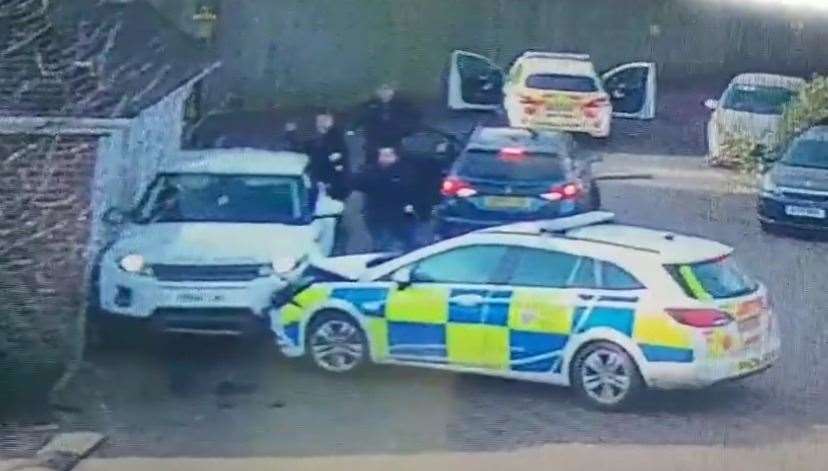 Police smashed the Range Rover's windows with baton before arresting Austen. Picture: Kent Police