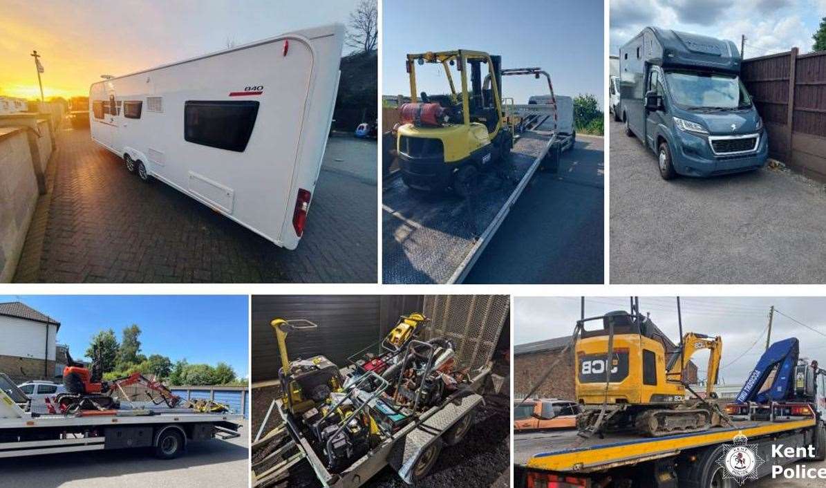 Caravans, motorhomes, diggers and quad bikes are among some of the items seized by rural crime officers since the start of the year. Photo: Kent Police