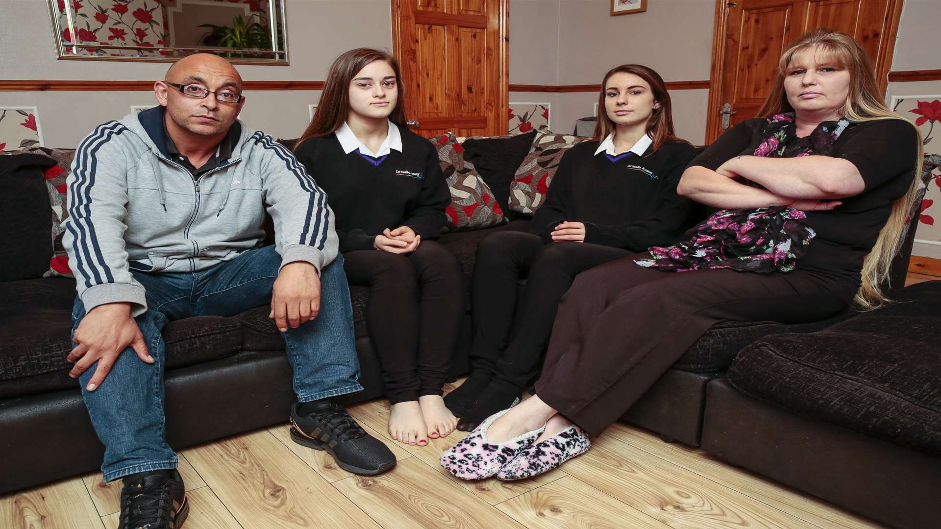 Rio Huet and his daughter Nerissa, Amanda Cundall and her daughter Libby, who were caught up in a uniform row in 2015