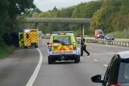 Police closed the carriageway. Picture: Iain Cook.