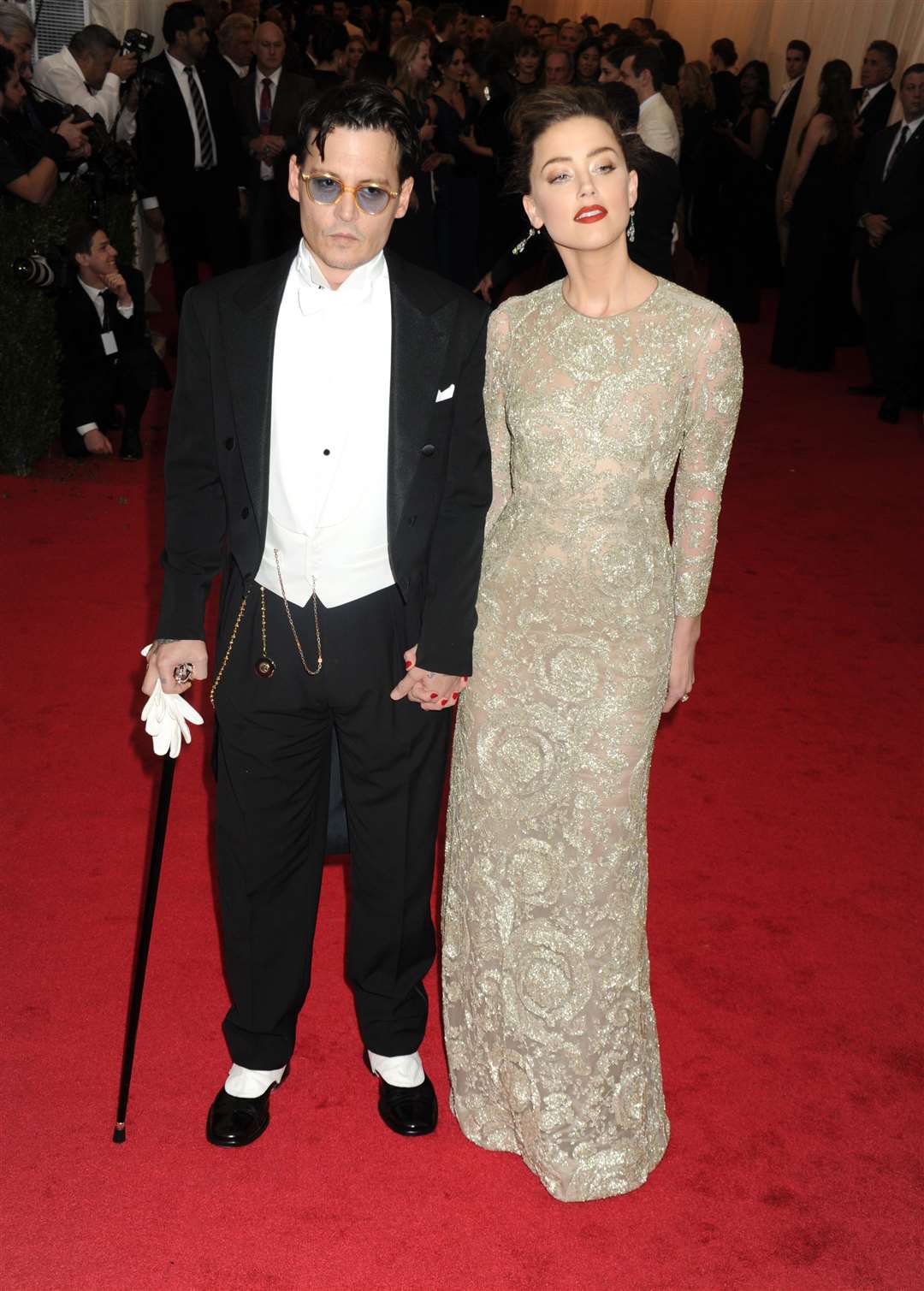 Johnny Depp and Amber Heard arriving at the Met Gala event at the Metropolitan Museum of Art in New York in 2014 (Dennis Van Tine/PA)