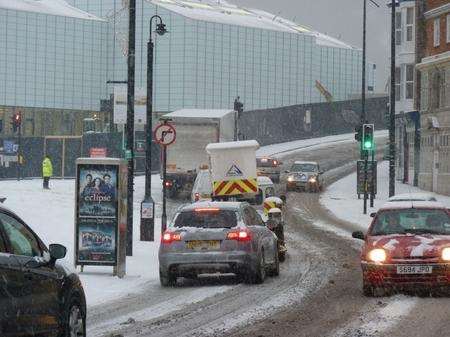 Hazardous driving conditions on Fort Hill, Margate, caught many drivers out