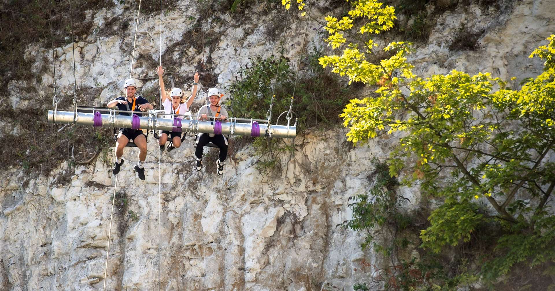 Fly over Bluewater’s lakes and quarry on the Hangloose zipline and giant swing. Picture: John Nguyen/PA Wire