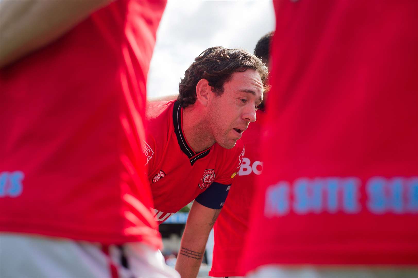 Captain Jack Evans delivers a pre-match message ahead of the game against Maidstone United Picture: @shotbytxm / Chatham Town FC