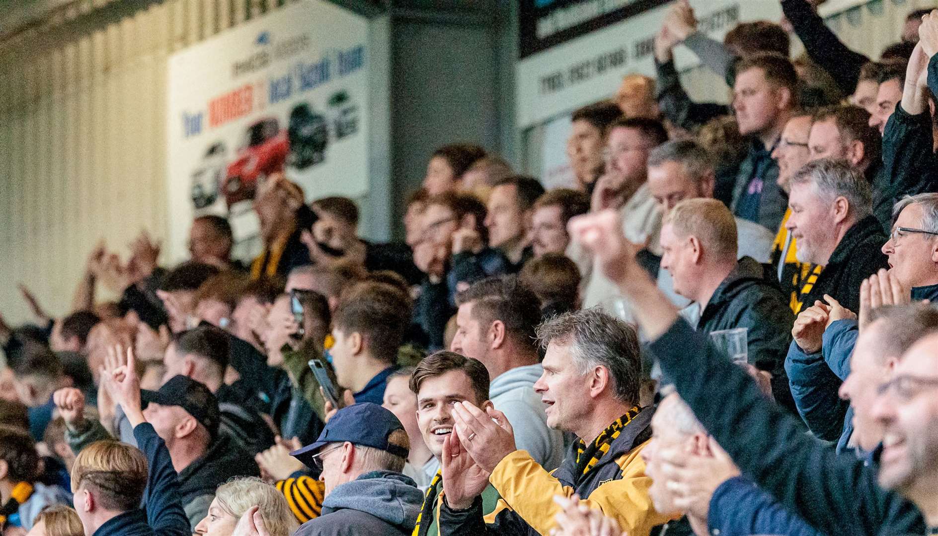 Maidstone’s supporters celebrate. Picture: Helen Cooper