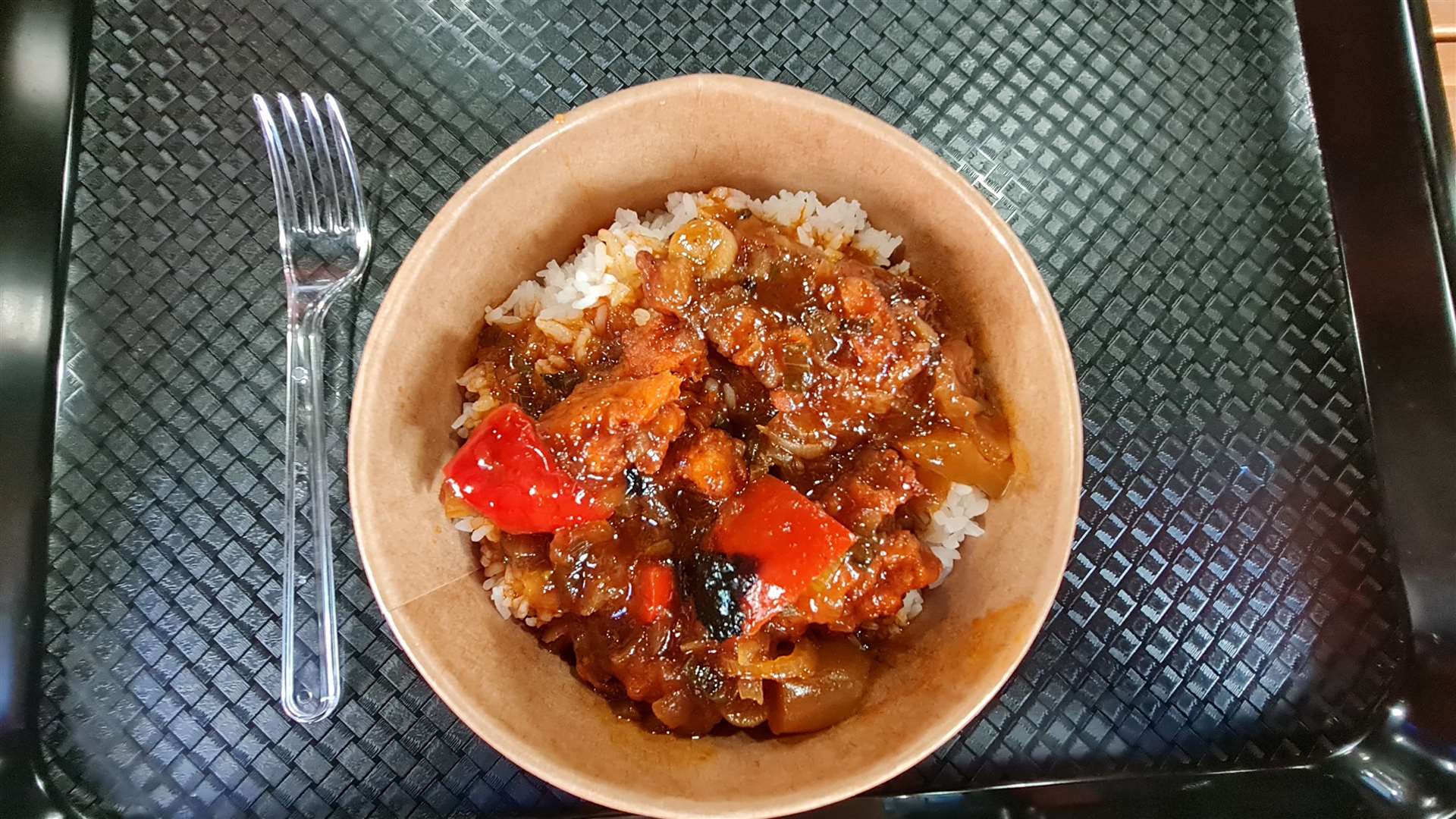 Sweet and sour chicken with rice