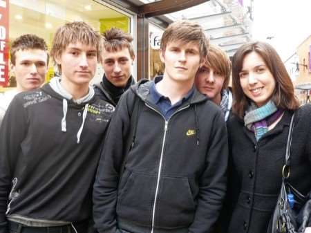 Jack Walsh, centre at the front, and his schoolmates with Mary Graham