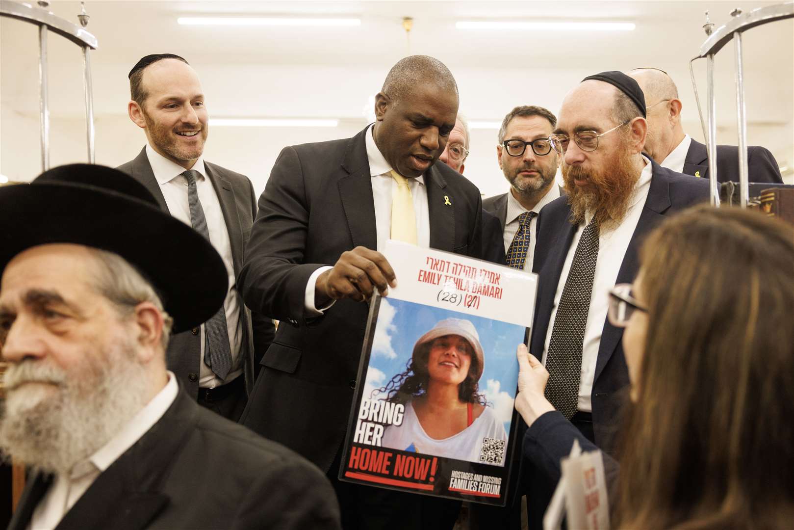 Foreign Secretary David Lammy with members of the Jewish community at South Tottenham Synagogue in London (Dan Kitwood/PA)