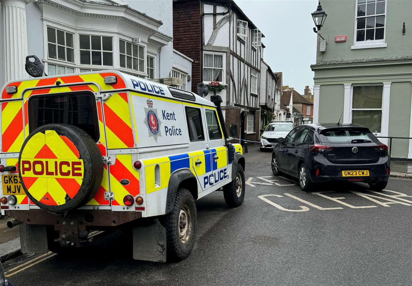 Police remain in Sandwich today following the discovery of two people in their 90s yesterday
