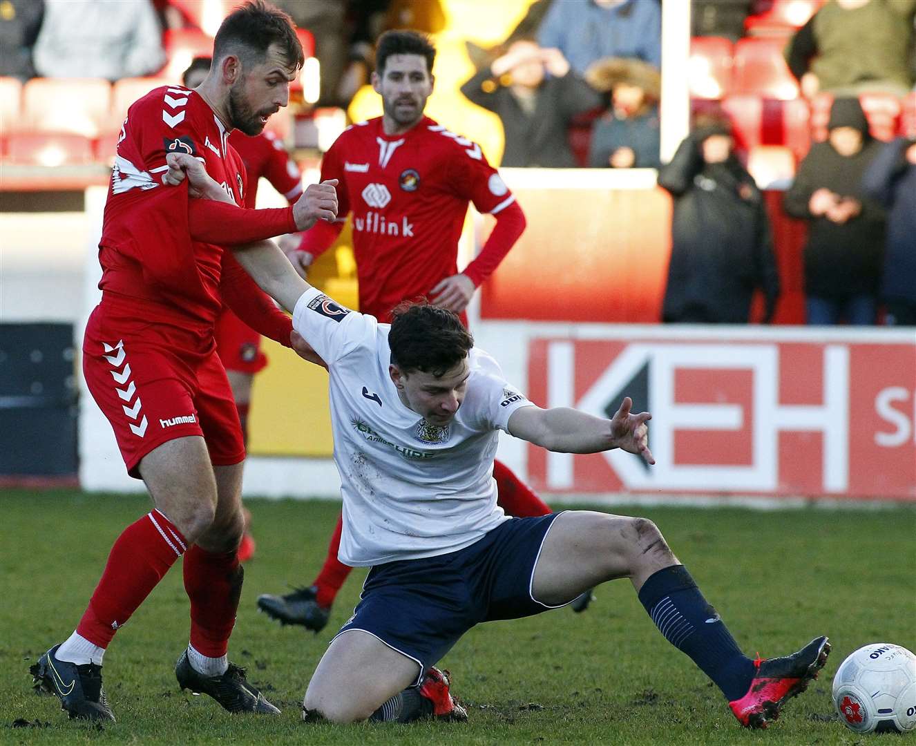 Ebbsfleet close down Stockport on Saturday. Picture: Sean Aidan FM30467375