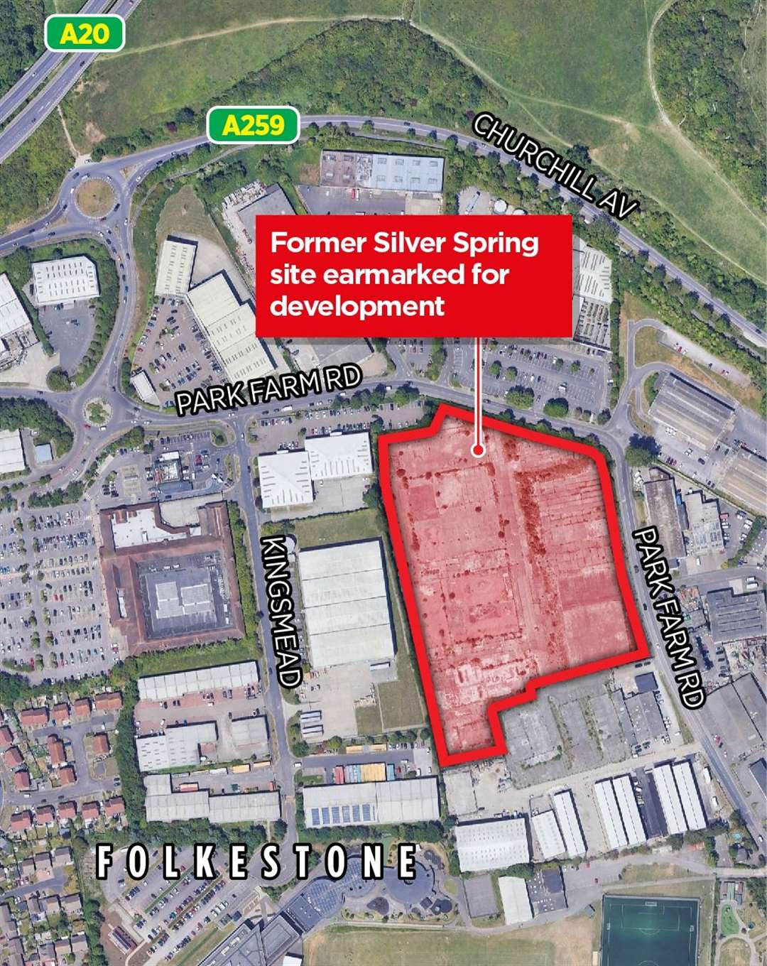 The former Silver Spring site sits on Park Farm Industrial Estate in Folkestone
