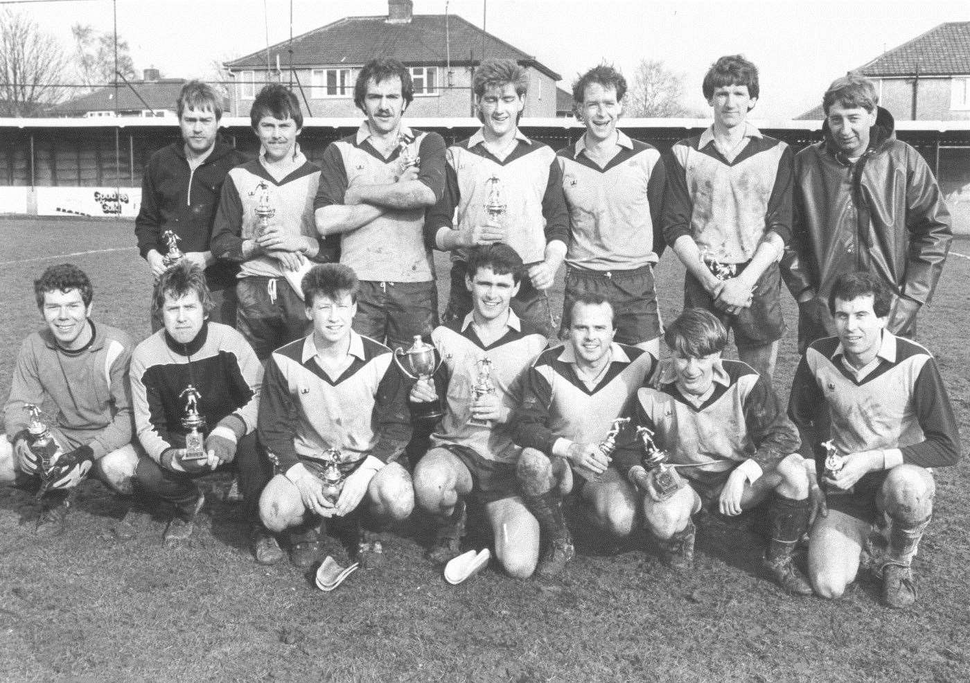 John Webster, front row, third left, with The Fox's Sunday league football team in 1984