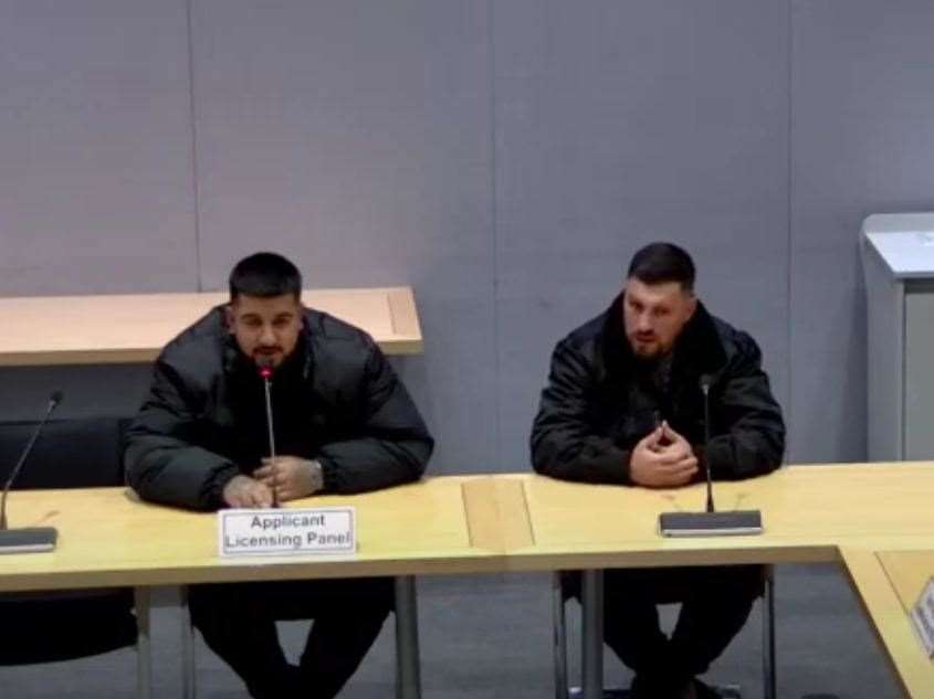 From left: Spokesman for Mr Rexha, Raj Basra and Marius Rexha at the hearing. Picture: Gravesham Borough Council