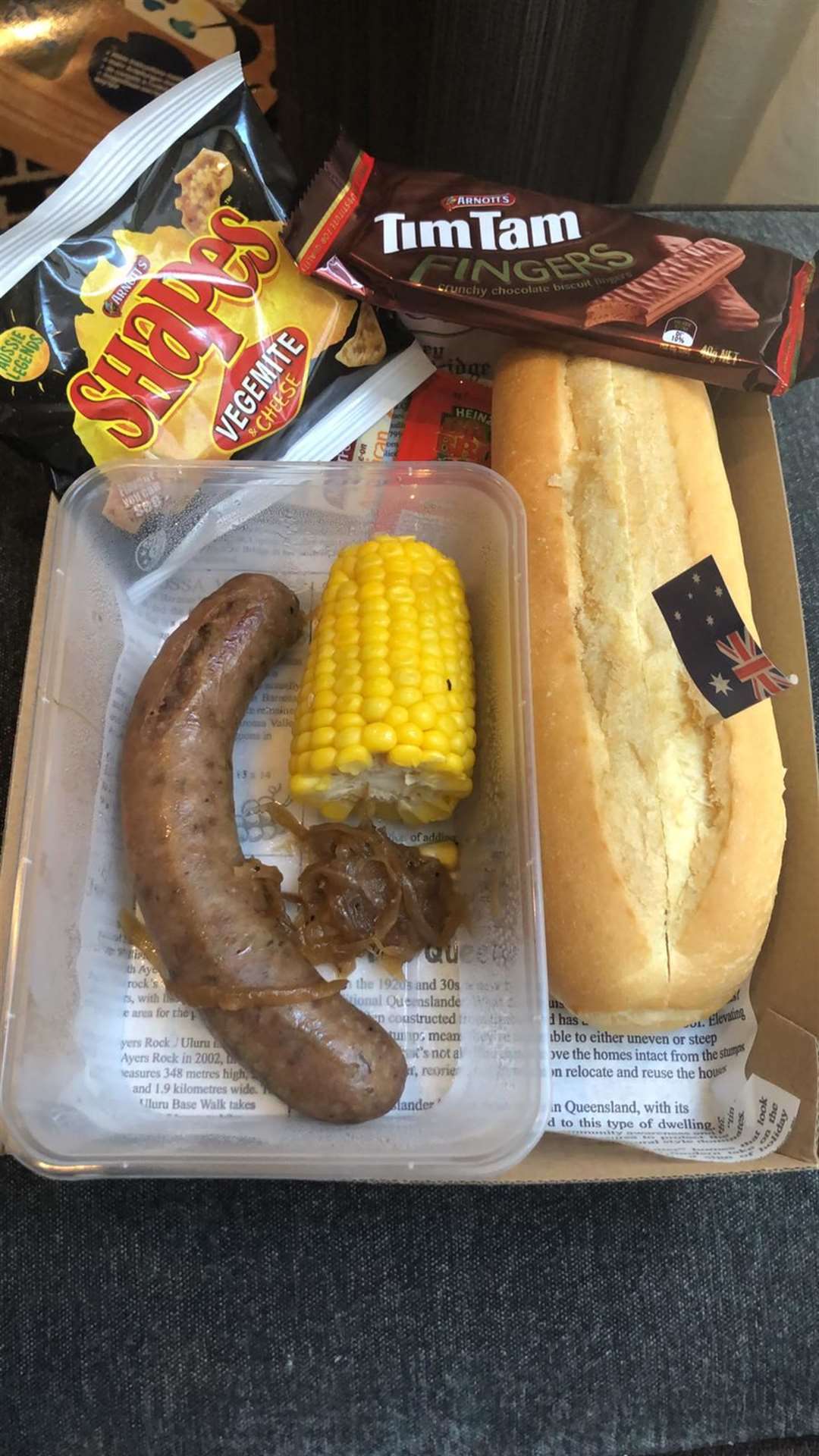 Chloe Newnham was provided with a special lunch for Australia Day (Chloe Newnham/PA)