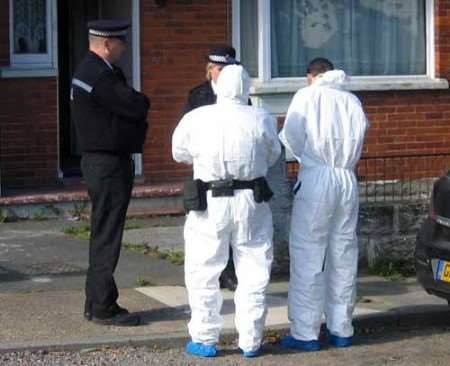 Police at the scene of the incident in South Street, Canterbury