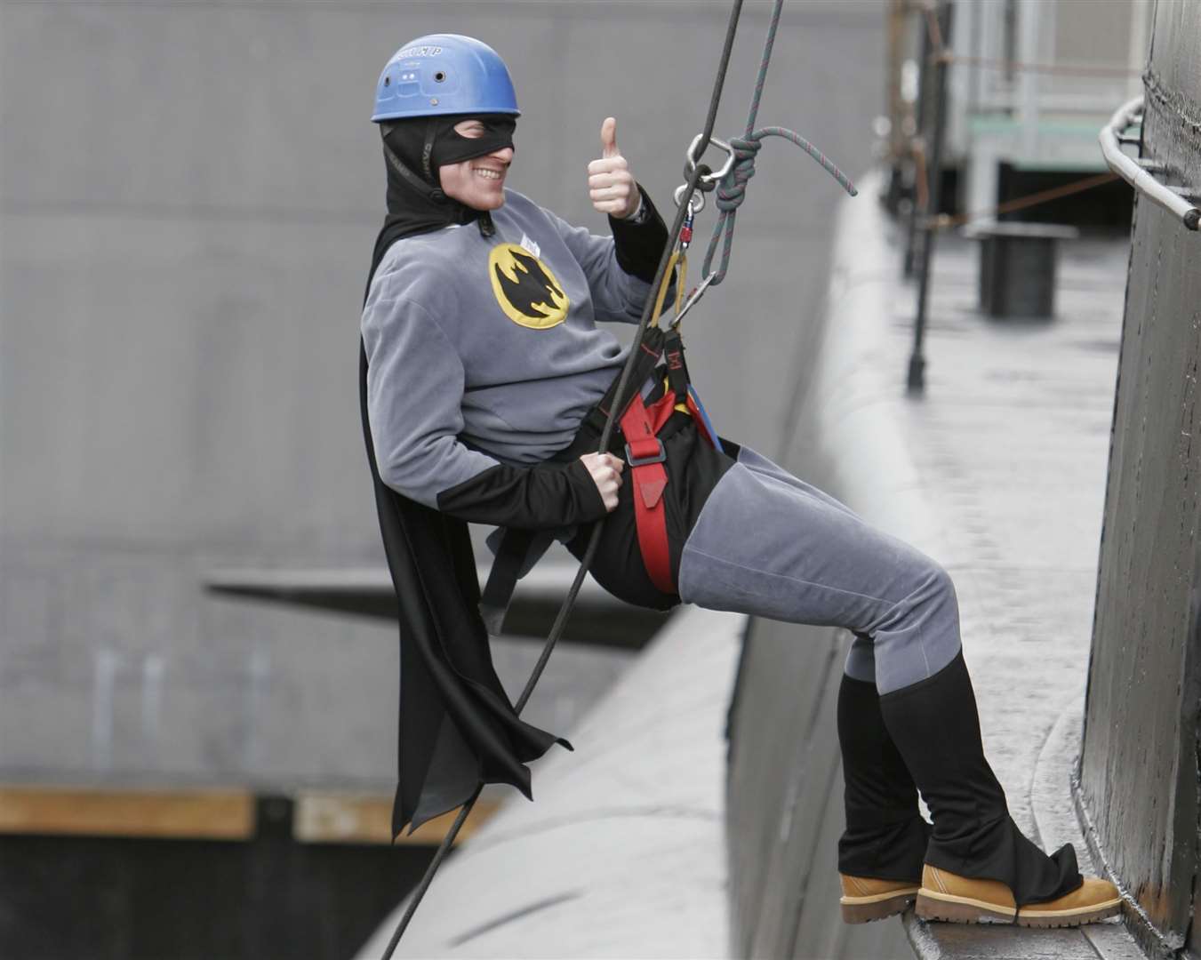Paul Margerum as Batman took part in the sponsored abseil on Ocelot in 2007