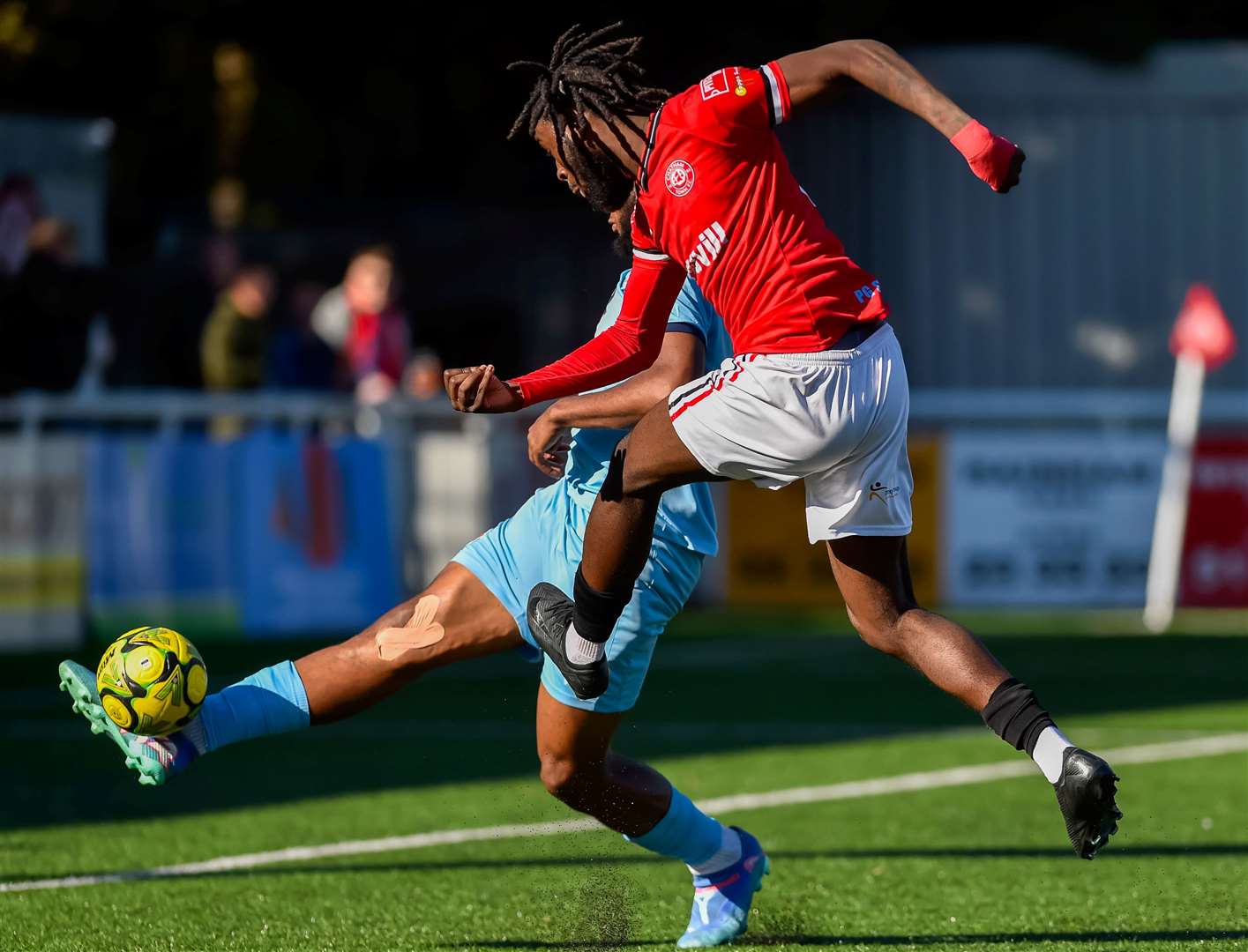 Chatham’s Jamie Yila has a shot blocked Picture: Ian Scammell