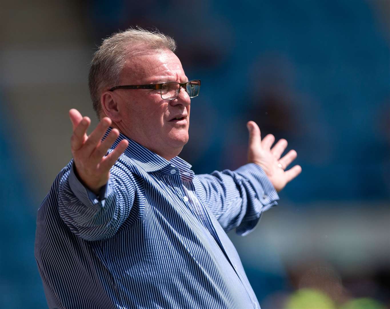 Steve Evans will be forced to watch Gillingham's first four games from the stands Picture: Ady Kerry