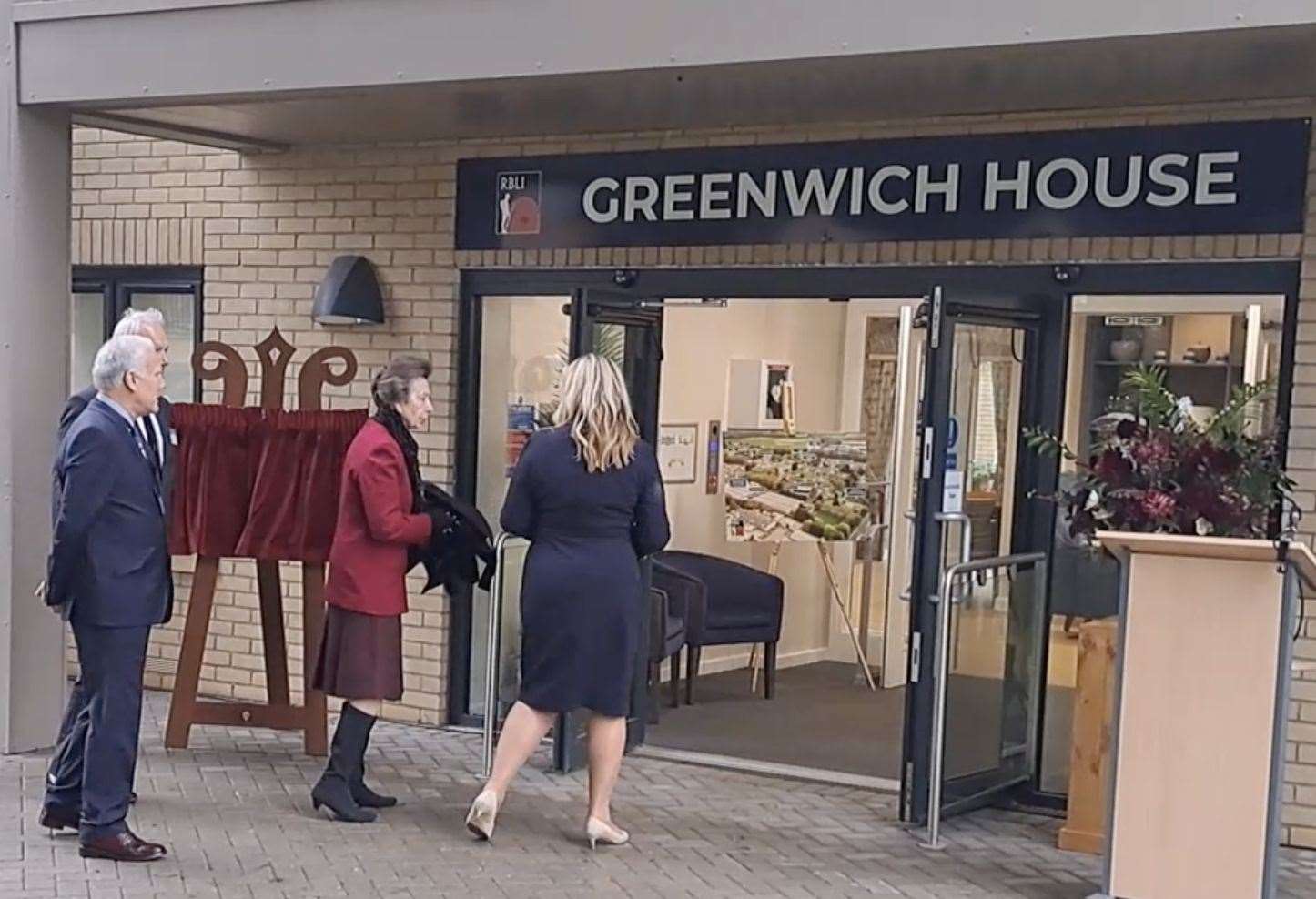 Princess Anne arriving at Greenwich House