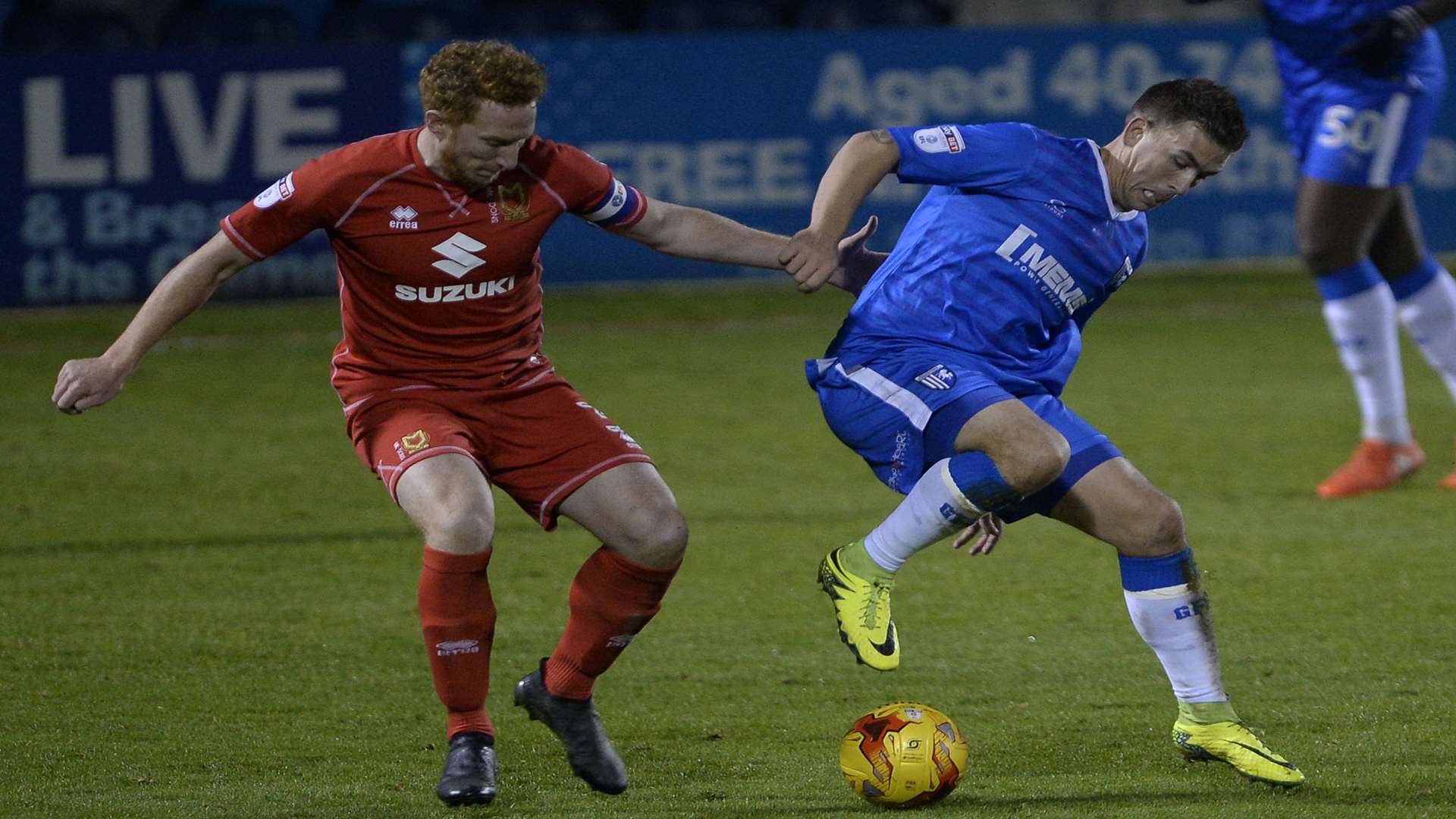 Cody McDonald proves a handful for the MK Dons defence on Saturday Picture: Ady Kerry