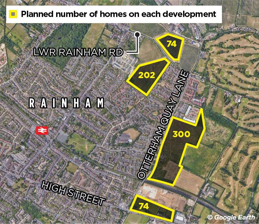 A map showing the areas of land which are subject to planning applications and where 300 homes are already being built (53224932)