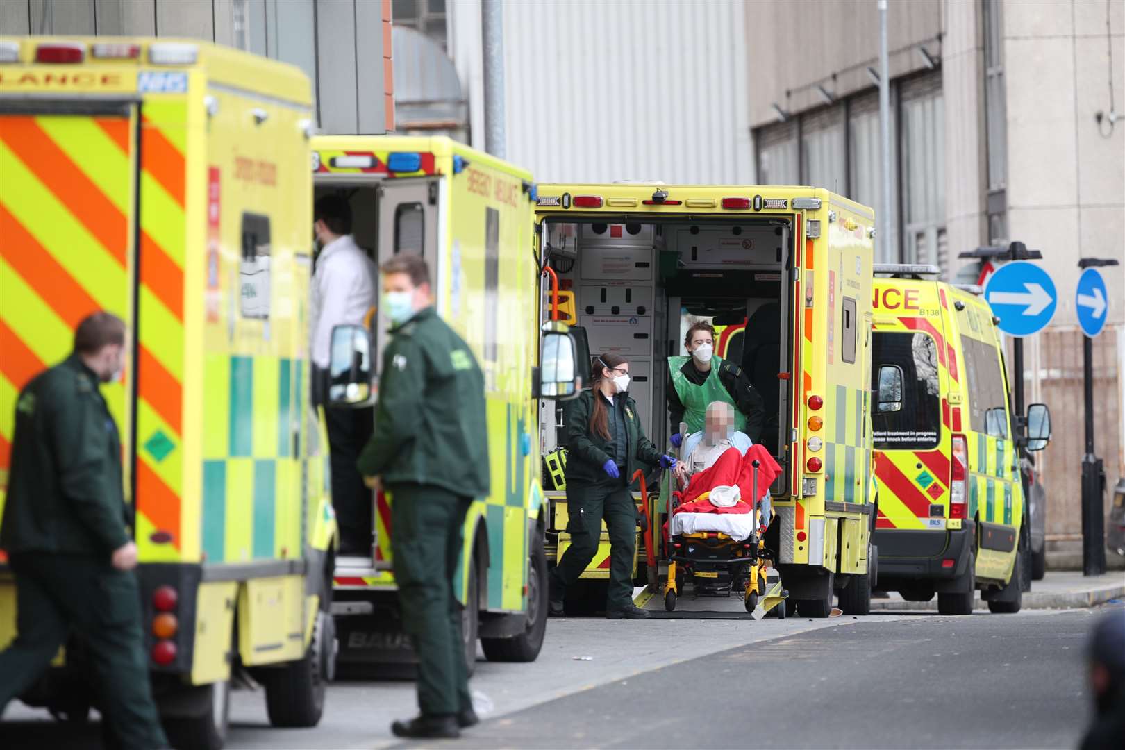 Paramedics outside ambulances at the Royal London Hospital in London (Yui Mok/PA)