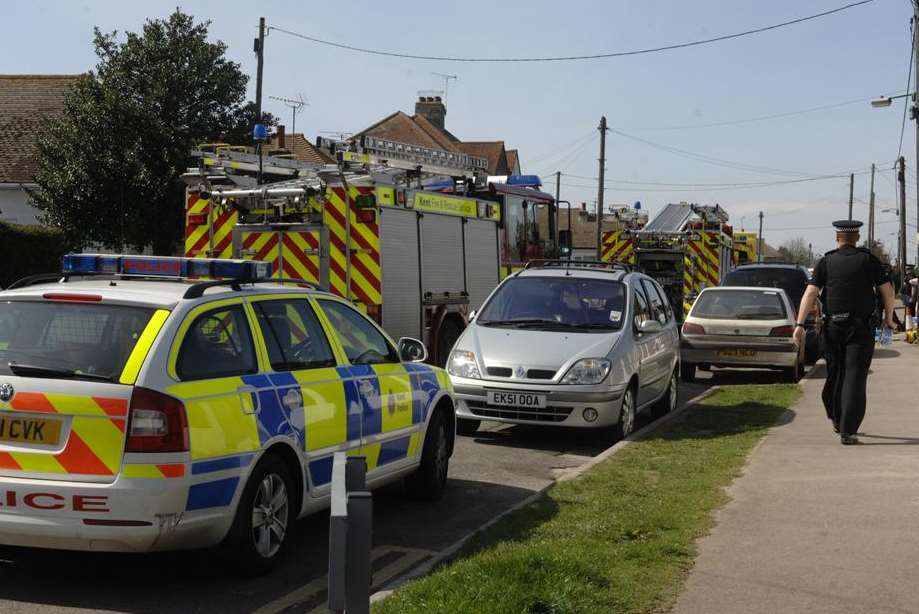 Emergency services at the scene of the collapse in Bridgefield Road