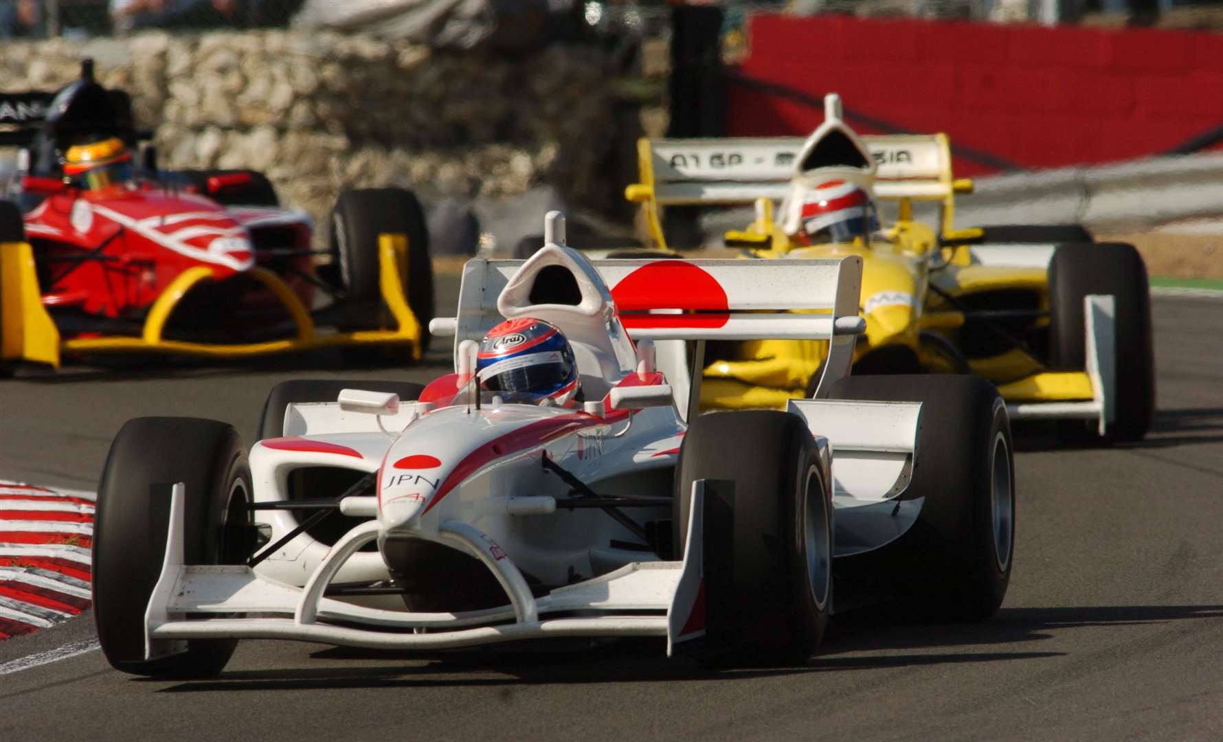 Each participating country was represented by a car sprayed in its national colours - here is Team Japan's Ryo Fukuda in 2005. Picture: Barry Goodwin