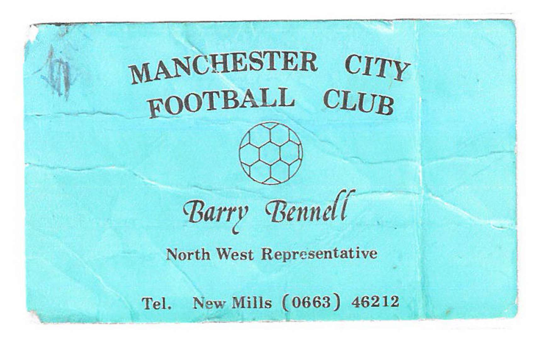 BEST QUALITY AVAILABLE A business card given out by Barry Bennell in which he describes himself as Manchester City’s “north-west representative’. The card has been shown at the High Court (Bolt Burdon Kemp/PA)