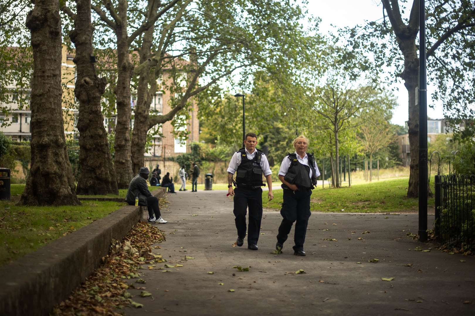 Police in Nursery Row Park, Walworth (Victoria Jones/PA)