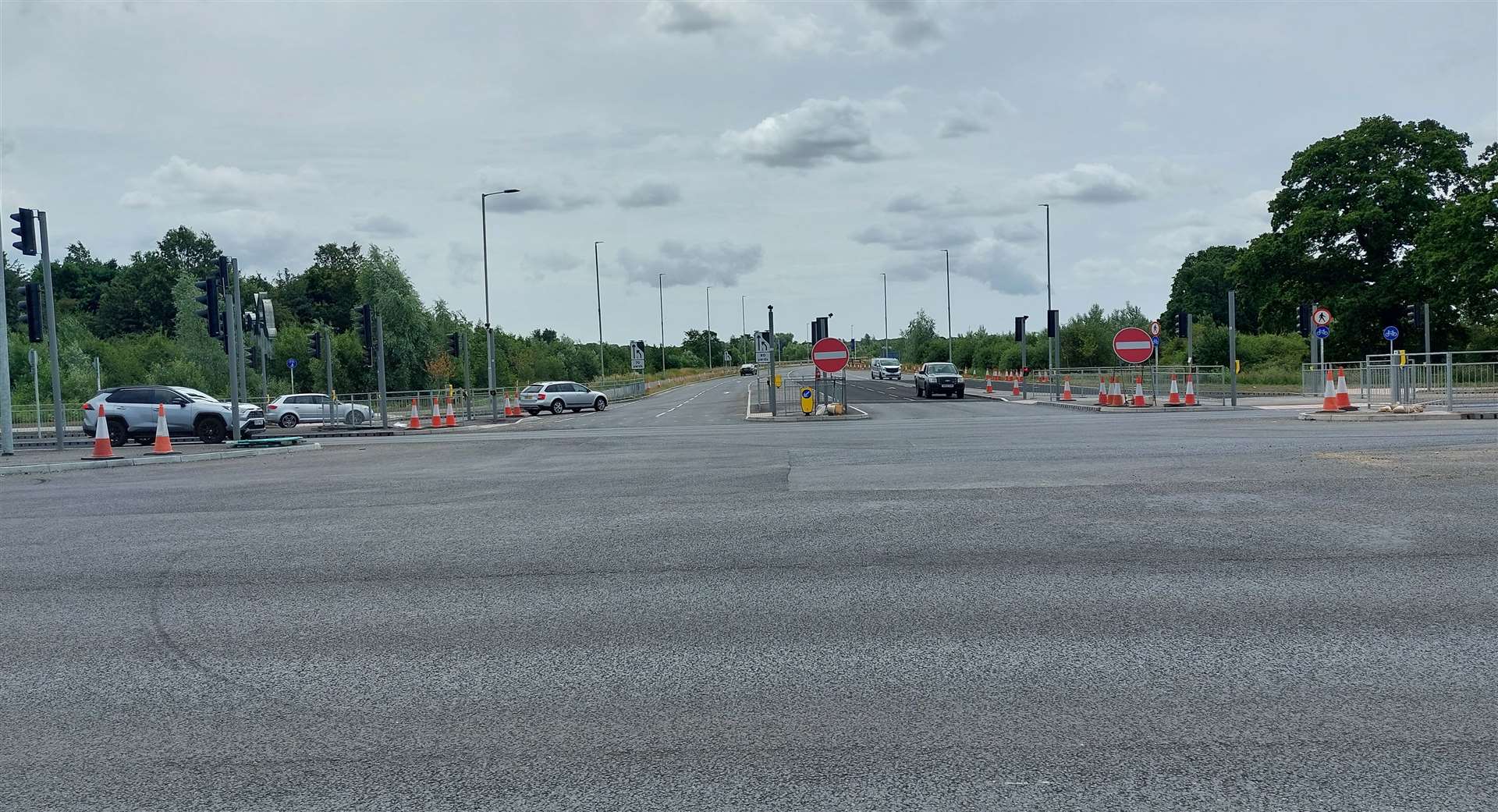 The new road layout means drivers can turn right out of Finberry for the first time