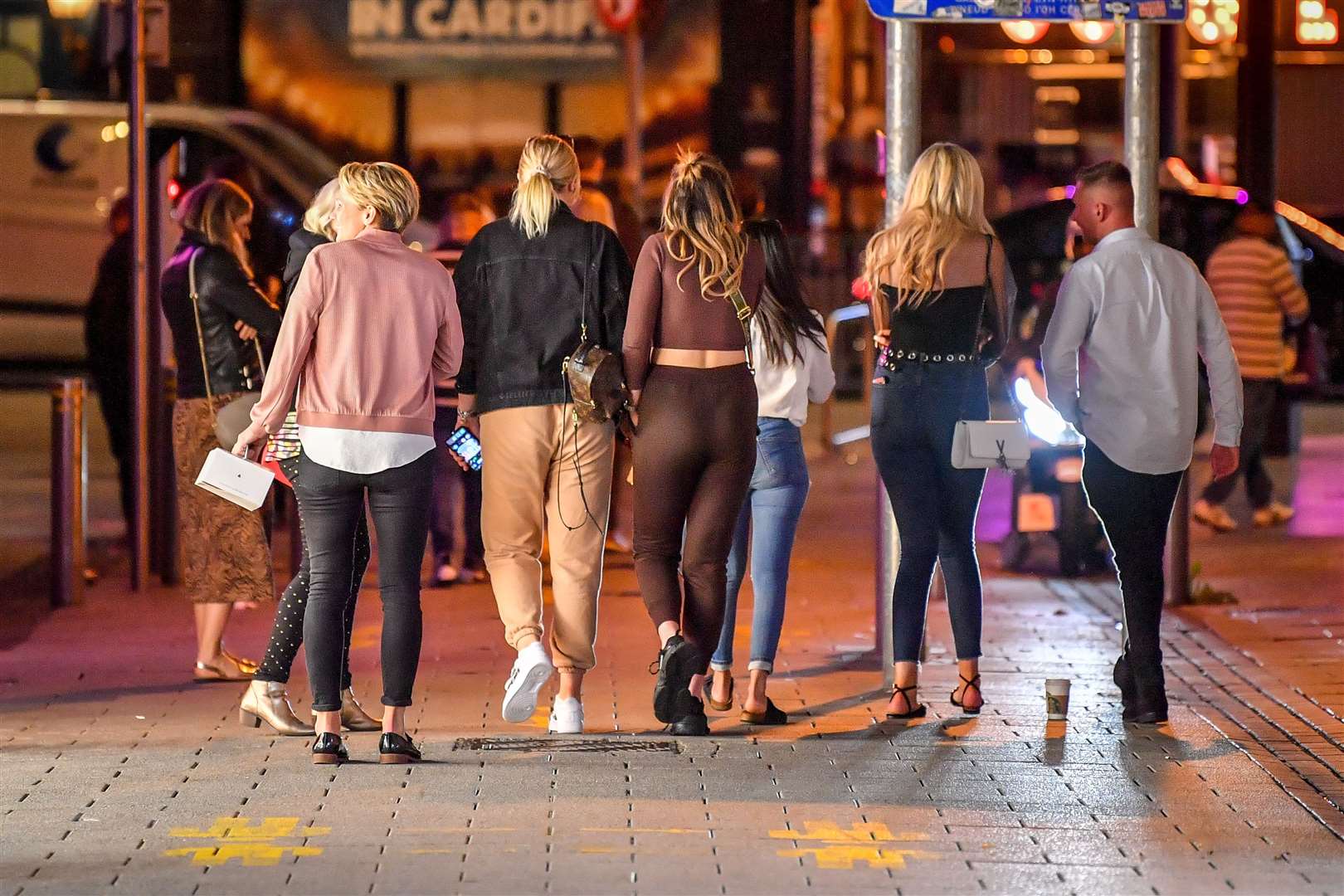 Young people out in Cardiff on Thursday night (Ben Birchall/PA)