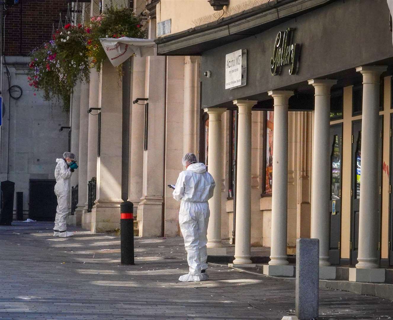 Forensics outside the former Gallery Night Club in August 2019 after Andre Bent was stabbed to death. Picture: Jim Bennett