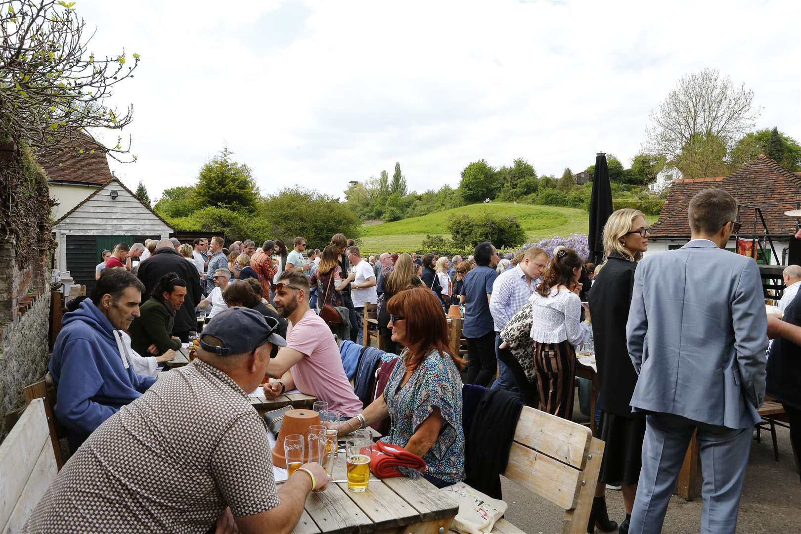 The Chequers beer garden in pre-Covid days