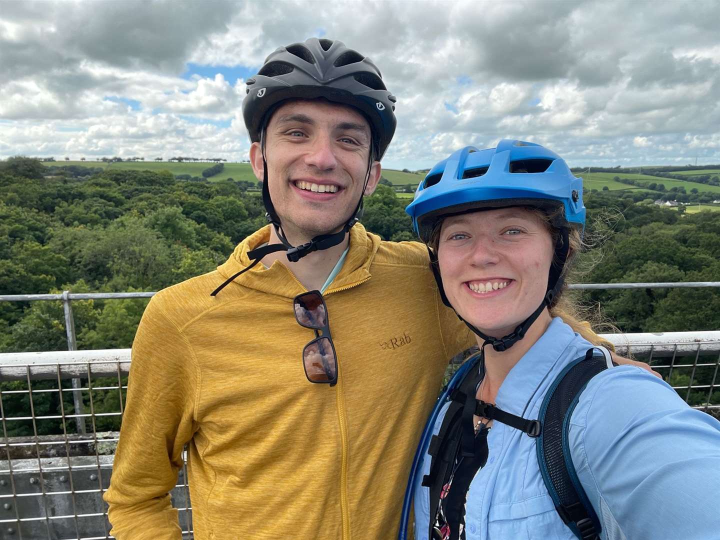 Veronica White and her boyfriend Brett McKim are cycling from the University of Exeter to Truro for her graduation ceremony in the city’s cathedral (University of Exeter/PA)