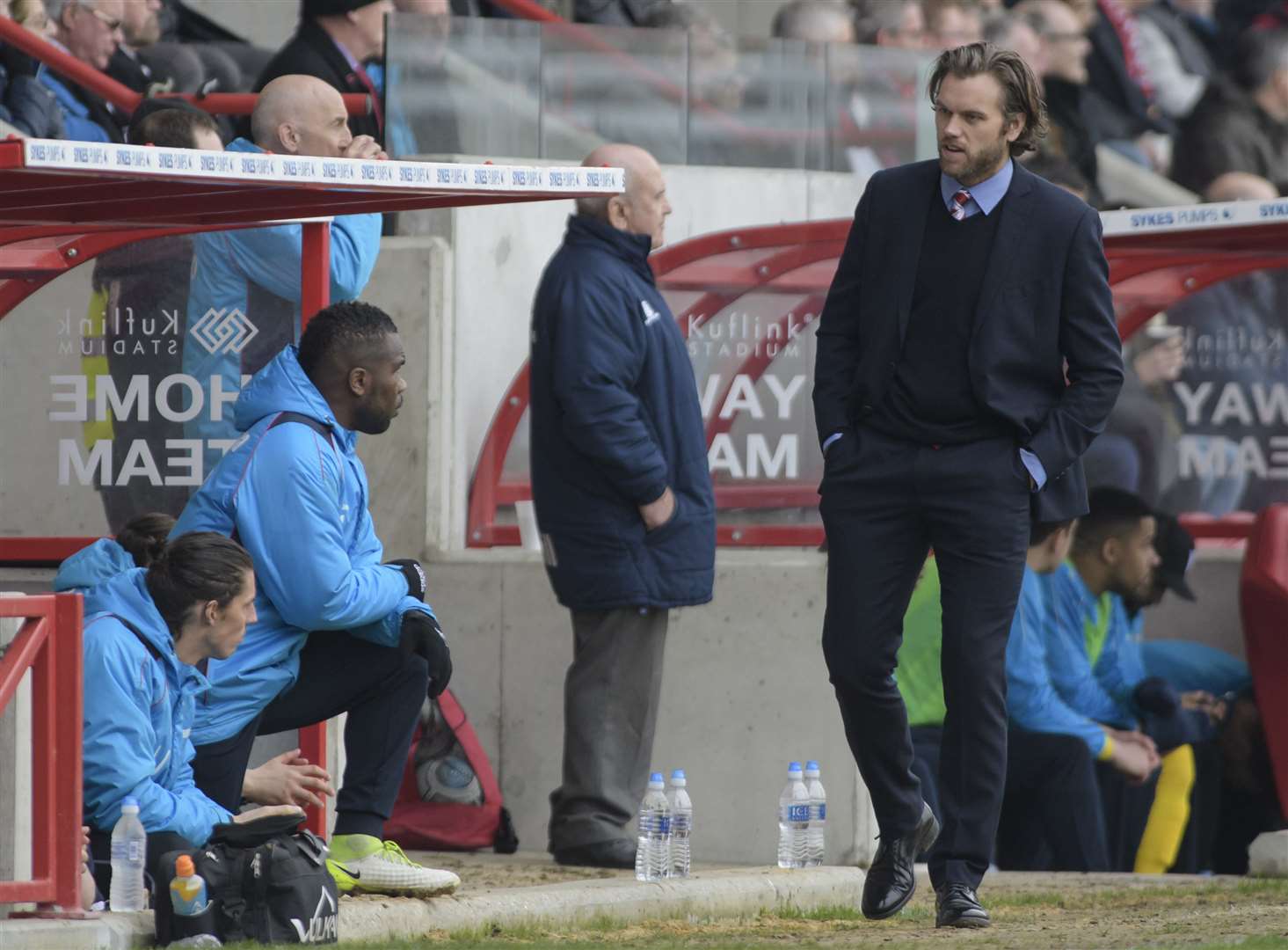 Ebbsfleet manager Daryl McMahon on the touchline during Saturday's game against Maidenhead Picture: Andy Payton