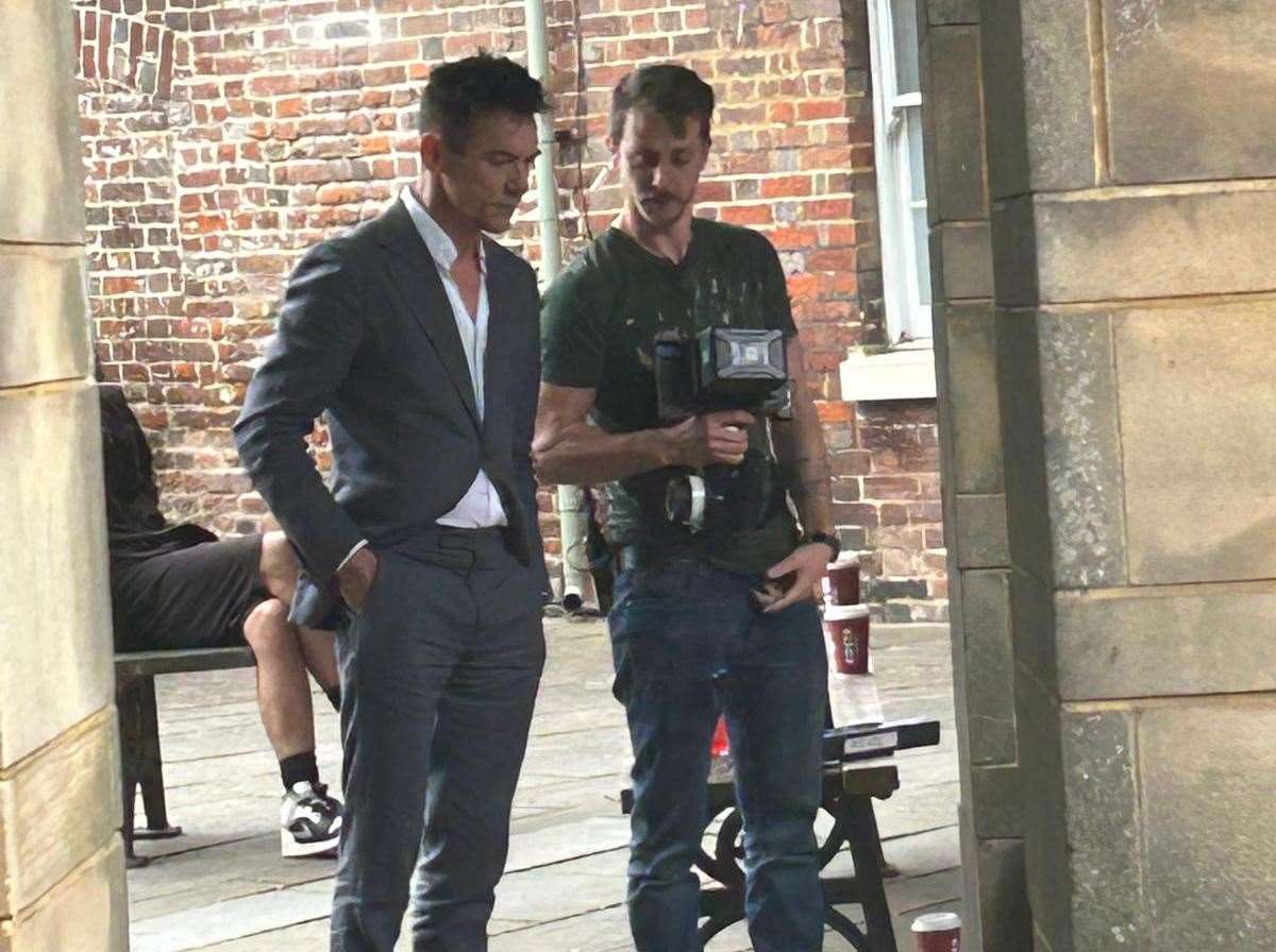 Actor Jonathan Rhys Meyers on location in Rochester