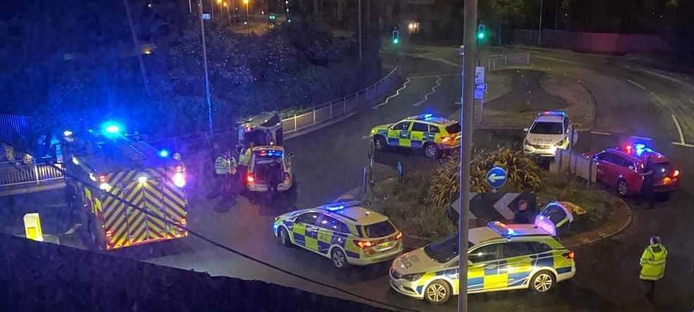 The single vehicle collision happened on East Street, Sittingbourne. Picture: Lorraine Atkins