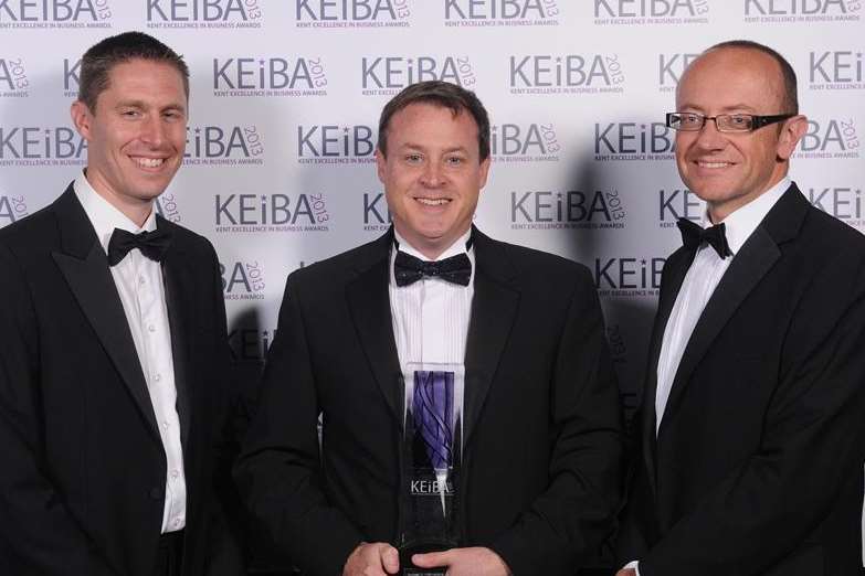 Success in International Markets: David Cassingham, centre, from Scarab with Steve Samson, left, and Iain Hawthorn