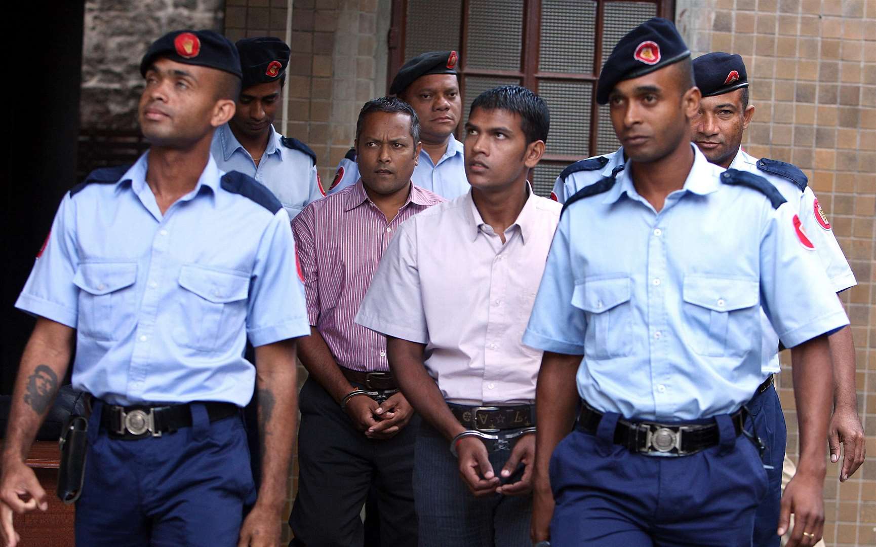 Sandip Moneea and Avinash Treebhoowoon were acquitted of Michaela McAreavey’s murder after a trial in the Mauritius Supreme Court in 2012 (Paul Faith/PA)