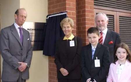 The Duke of Kent with David McCann's mother, his children and John Palmer, chairman of the police authority. Picture: JOHN WARDLEY