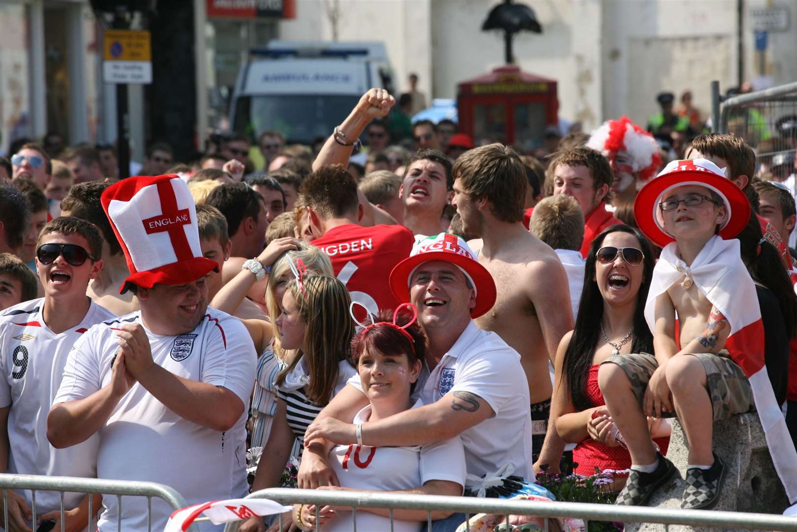 Watching England v Germany on the big screen at Dover Market Square