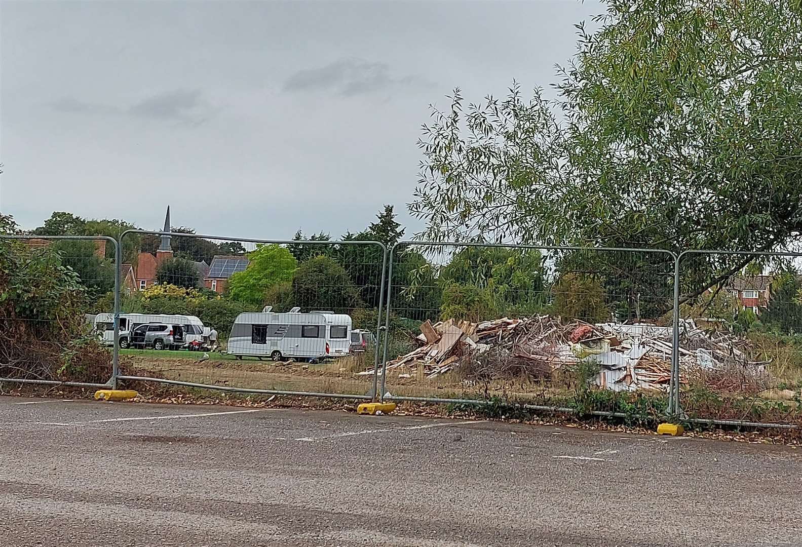 Up to six caravans have pitched up at Ashford Rugby Club